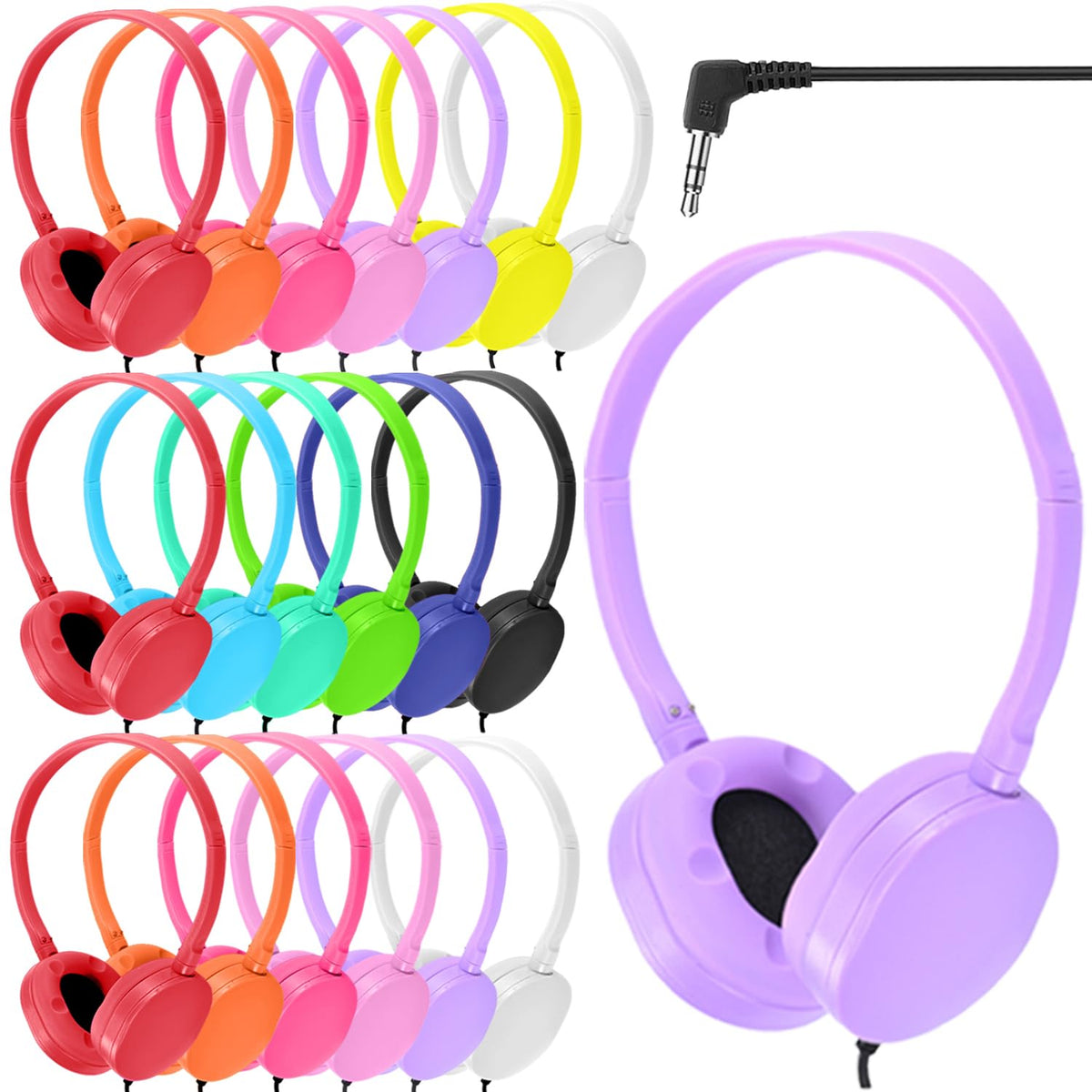 Bulk 18 Pack Wired Adjustable Headphones