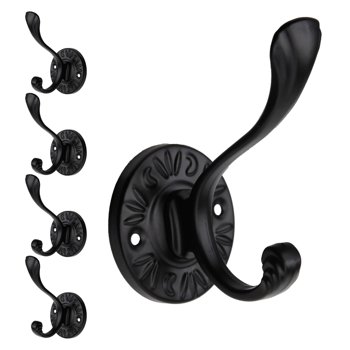 5pcs Matte Black Coat Hooks