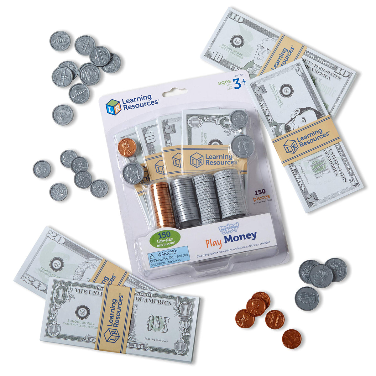 Pretend Play Money - 150 Pieces Ages 3+