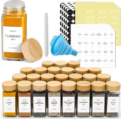 Bamboo-Lid Glass Seasoning Container