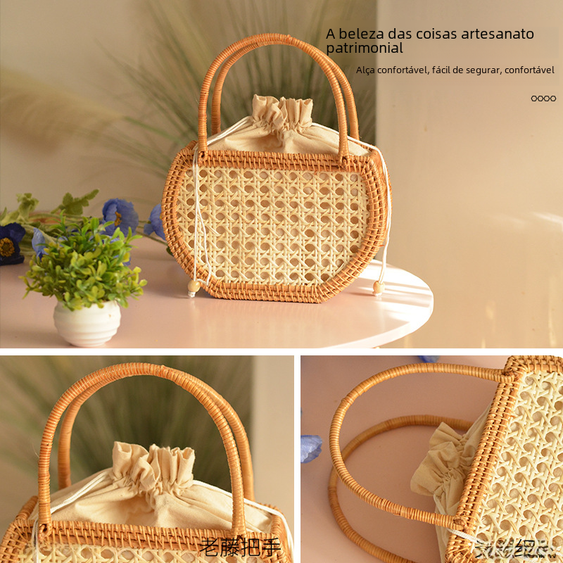 Handwoven Picnic Basket with Rustic Farmhouse Style