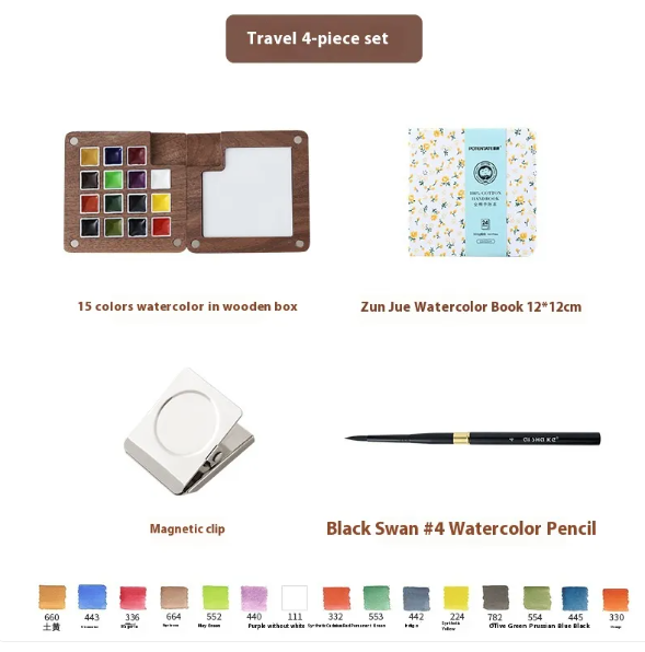 Mini Walnut Watercolor Set with Sketch Journal