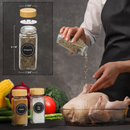 Bamboo-Lid Glass Seasoning Container