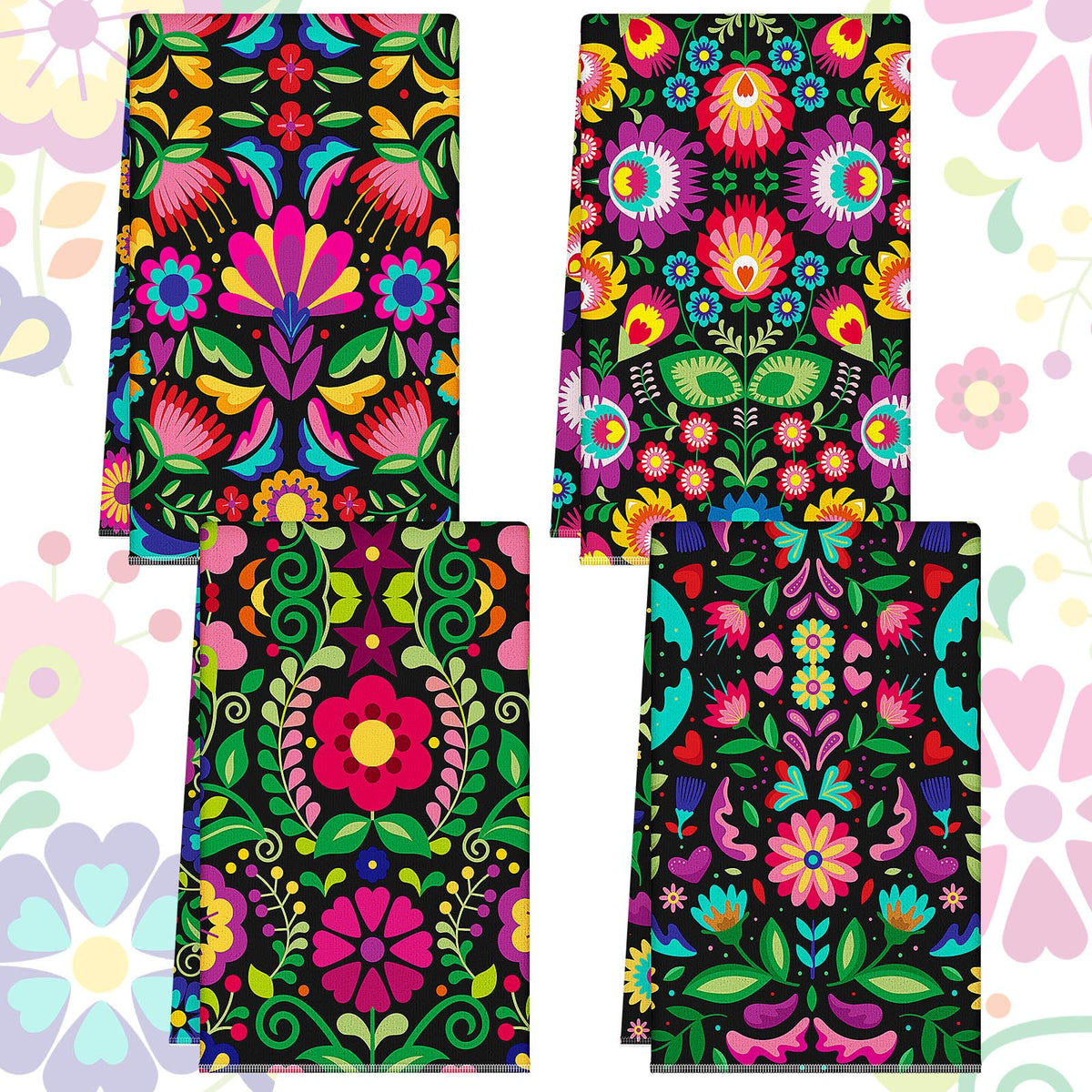 4 Pieces Mexican Kitchen Dish Towel