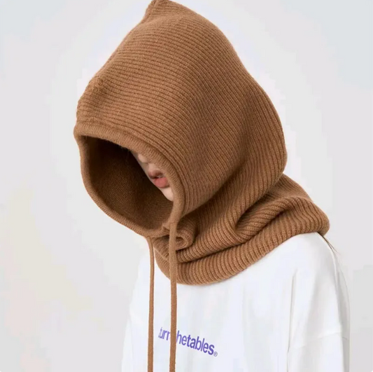 Wool Drawstring Pullover Beanie