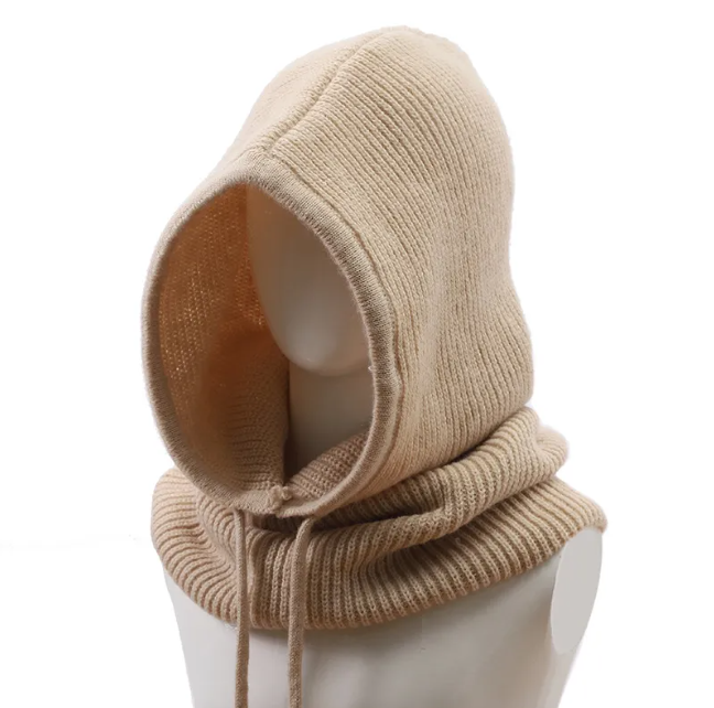 Wool Drawstring Pullover Beanie