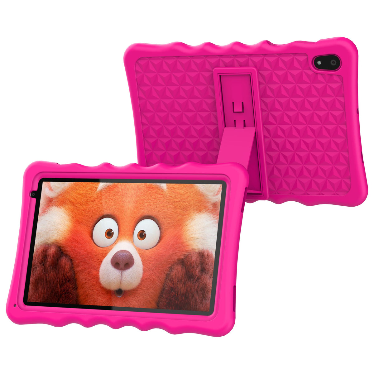 Kids 10.1 inch Android 13 Tablet 4GB RAM 32GB ROM 5000mAh Battery Toddler Tablets with Bluetooth WiFi Parental Control Dual Camera Shockproof Case (Pink)