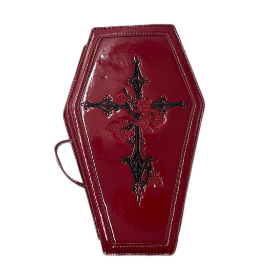 Retro Goth Coffin Leather Cosmetic Bag