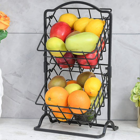 2 Tier Iron Kitchen Basket Organizer