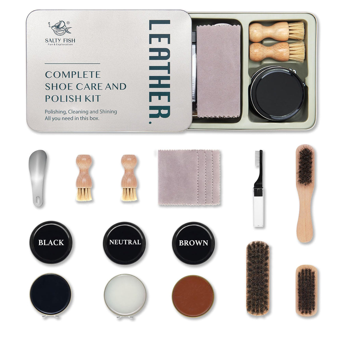13PC Leather Shoe Polish and Shine Kit
