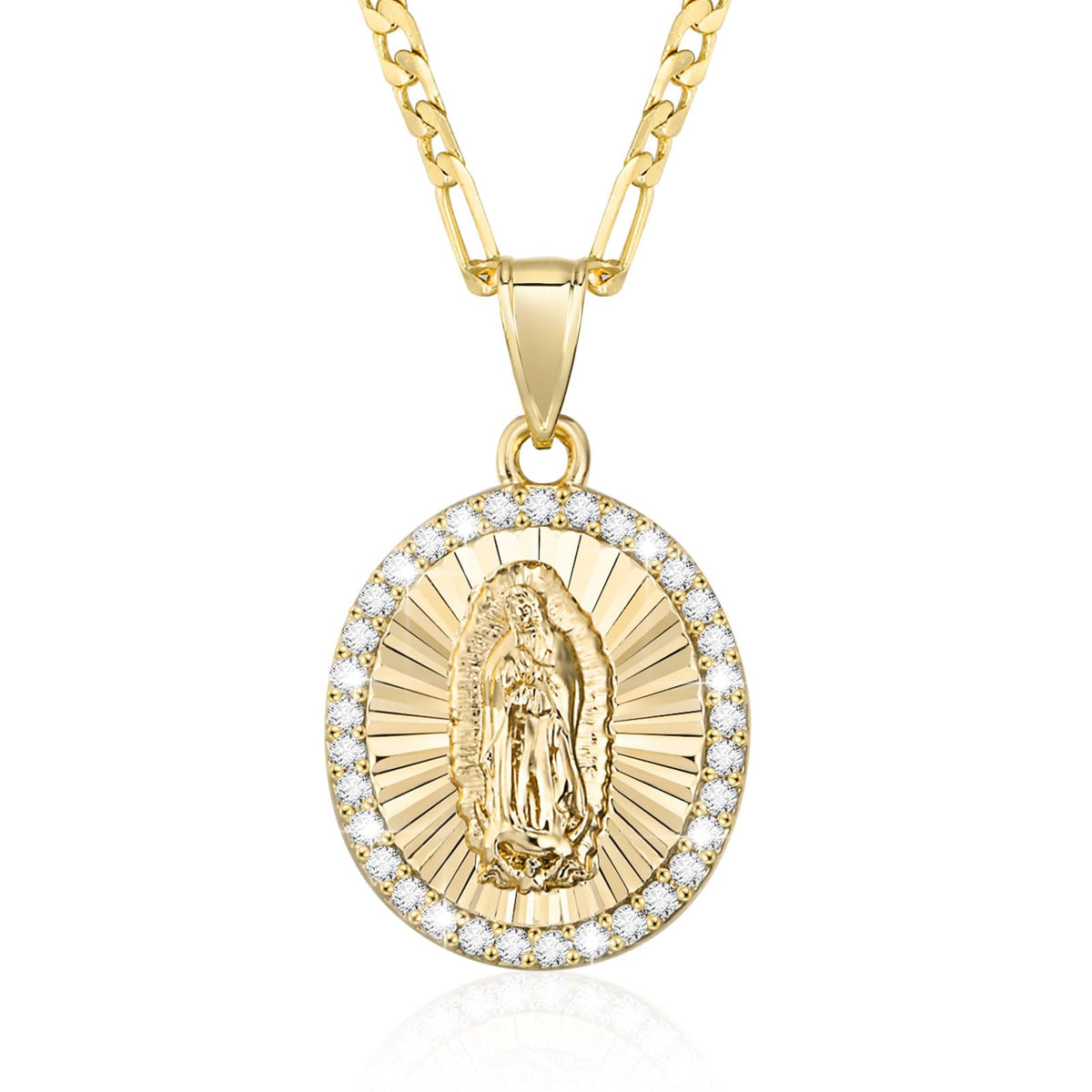 14k Catholic Charm Pendant Necklace Jewelry 18"+2" Chain