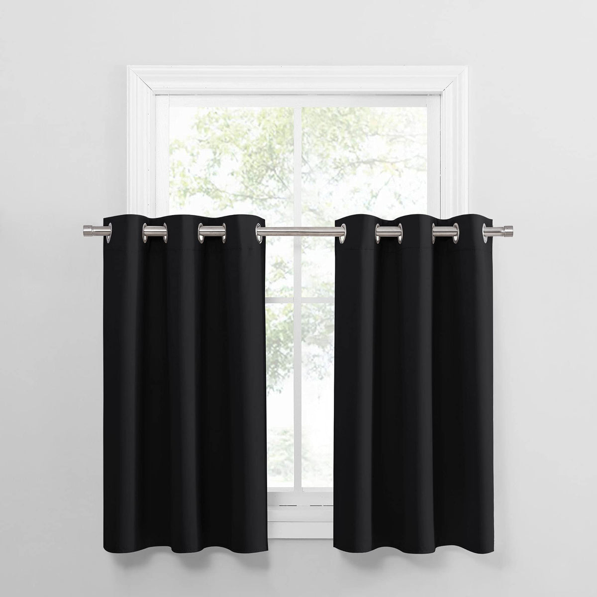Half Window Privacy Blackout Drapes - Wide 29 x Long 24 inches per Panel Set of 2
