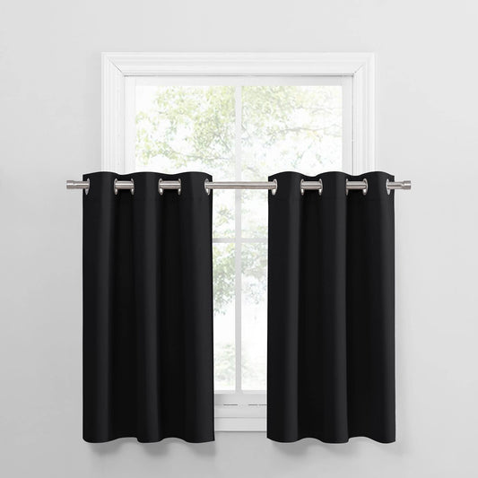 Half Window Privacy Blackout Drapes - Wide 29 x Long 24 inches per Panel Set of 2