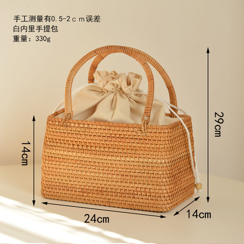 Handwoven Picnic Basket with Rustic Farmhouse Style