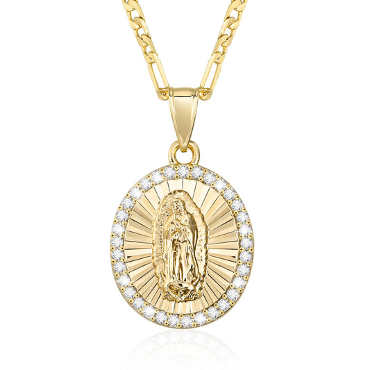 14k Catholic Charm Pendant Necklace Jewelry 18"+2" Chain
