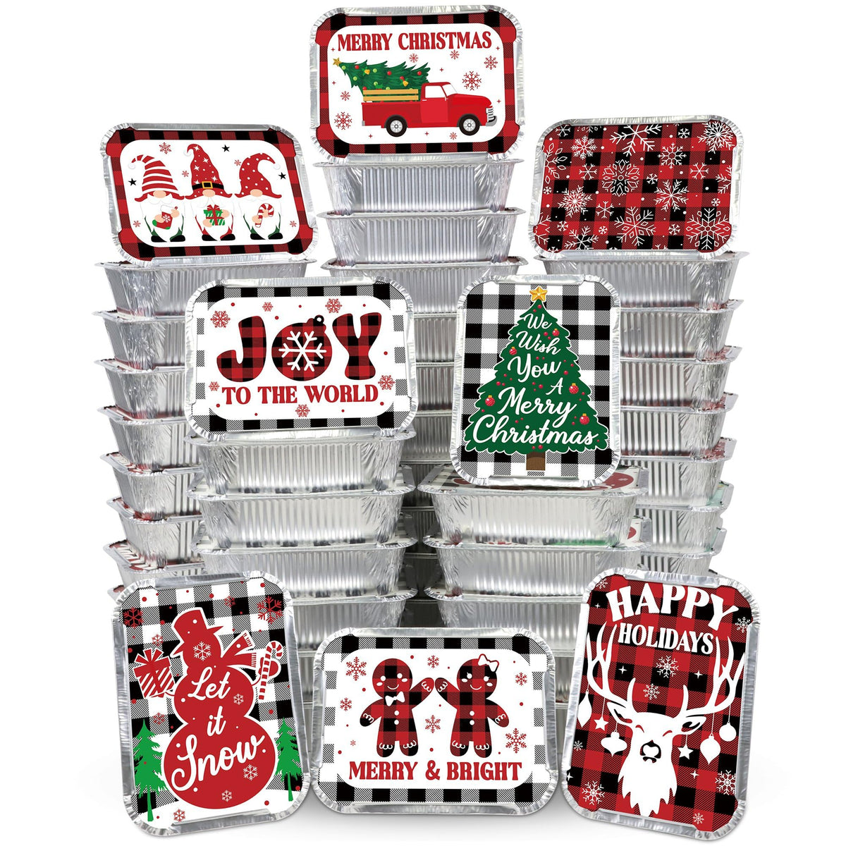 48Pcs Christmas Plaid Treat Containers with Lids