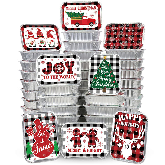 48Pcs Christmas Plaid Treat Containers with Lids