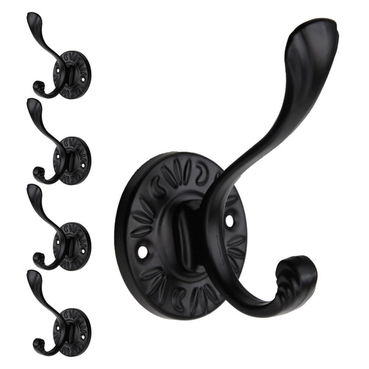 5pcs Matte Black Coat Hooks