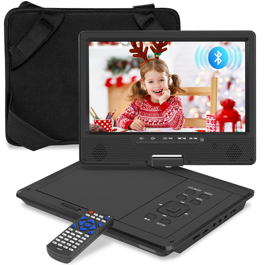 12.5" Portable DVD Player Bluetooth 10.1" Swivel Screen Rechargeable Battery - SD/USB/Sync TV