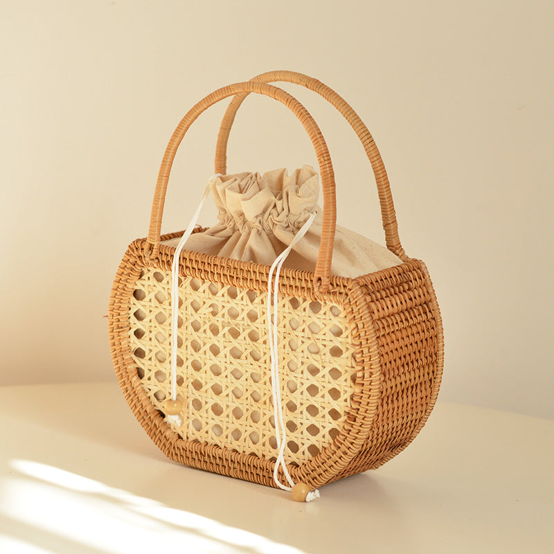Handwoven Picnic Basket with Rustic Farmhouse Style