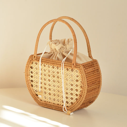 Handwoven Picnic Basket with Rustic Farmhouse Style