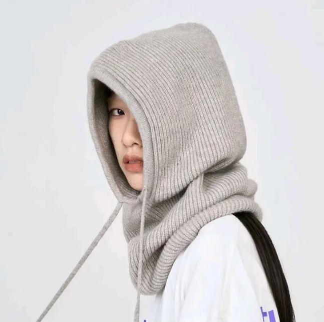 Wool Drawstring Pullover Beanie