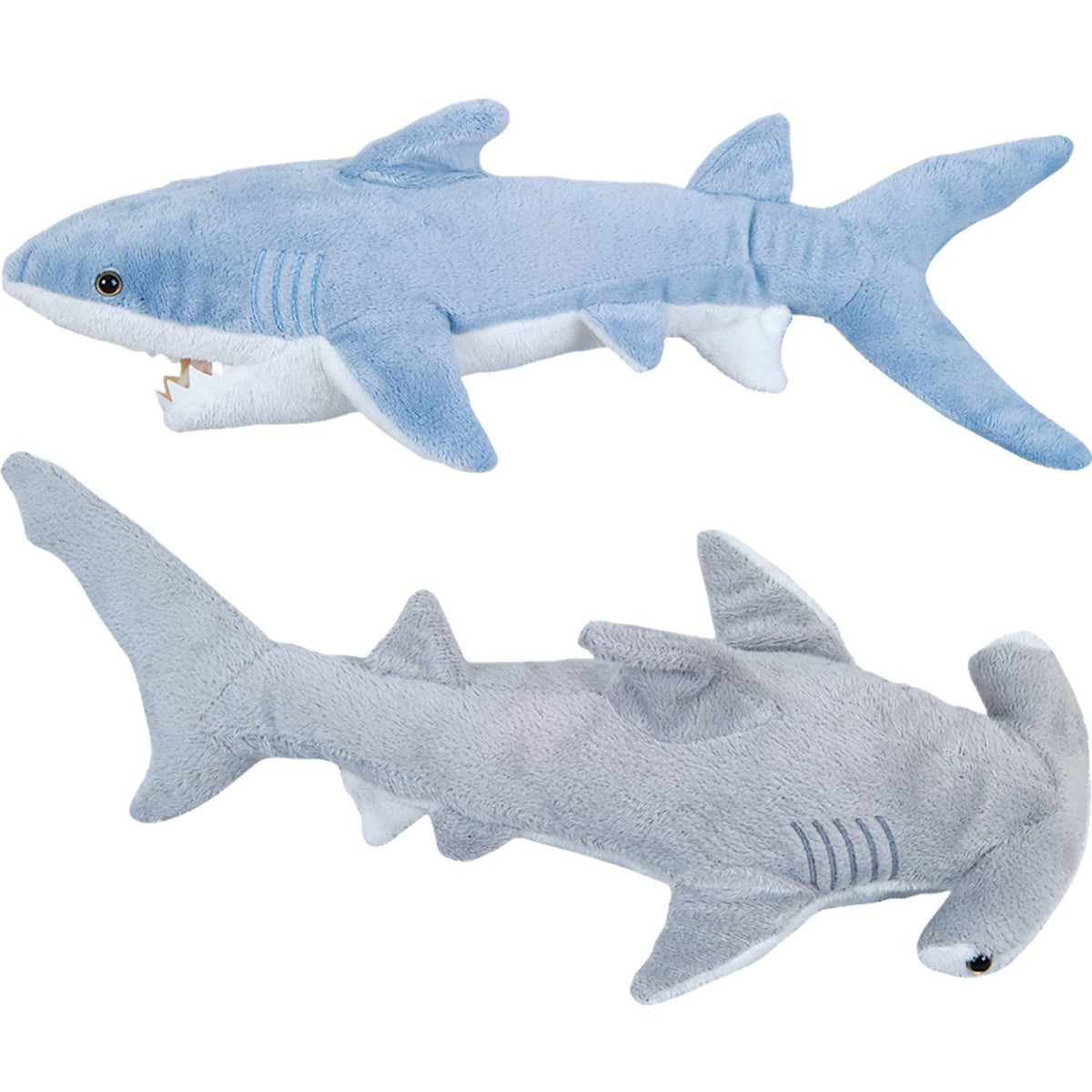 Stuffed Animal Sharks - Pack of 2 Large 14 inch & 13 inch