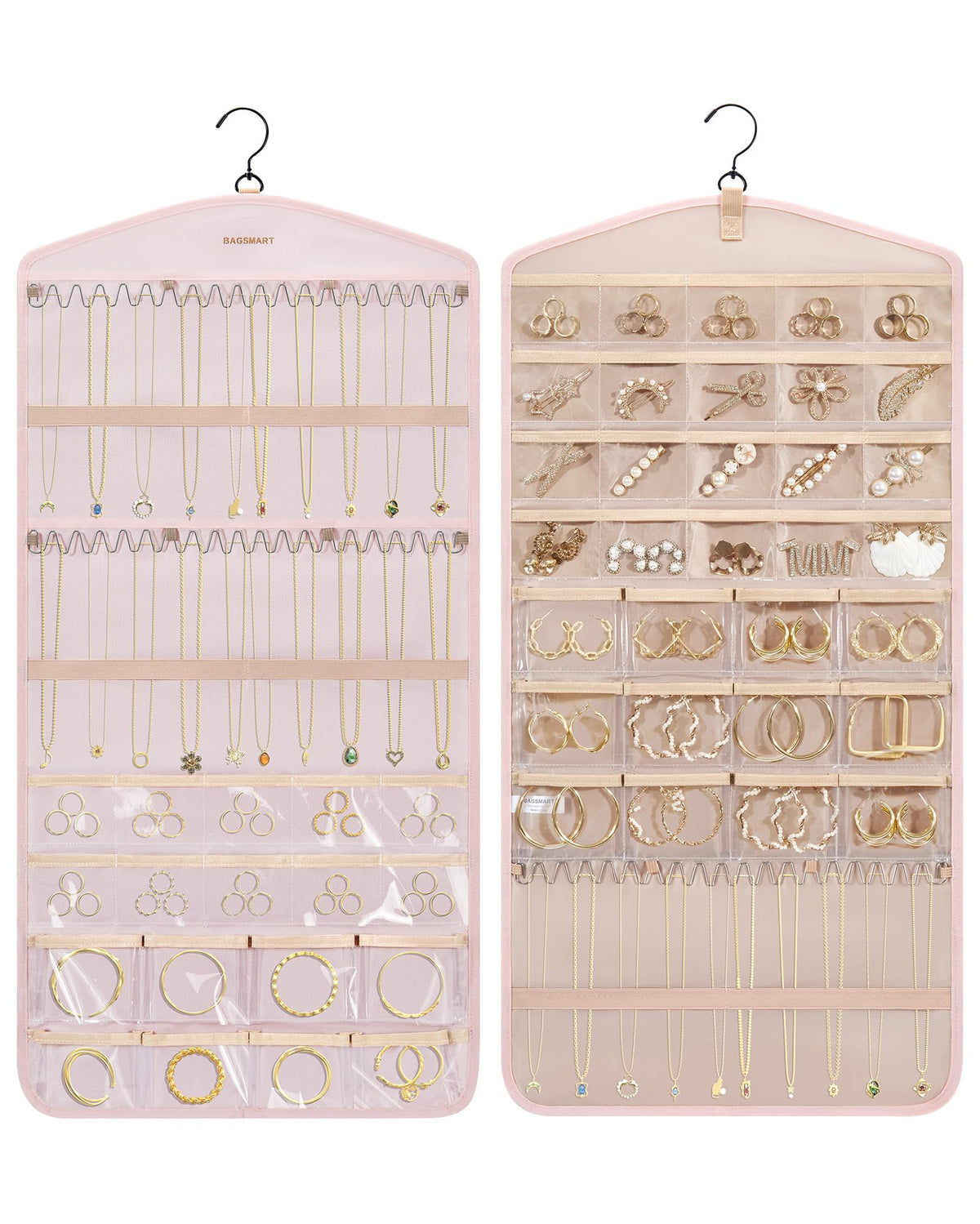 Hanging Jewelry Organizer with Hanger Metal Hooks