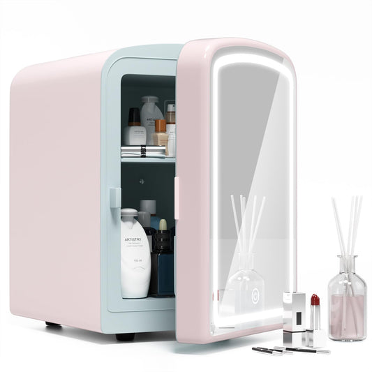 4 Liter Portable Small Fridge with Dimmable LED Mirror