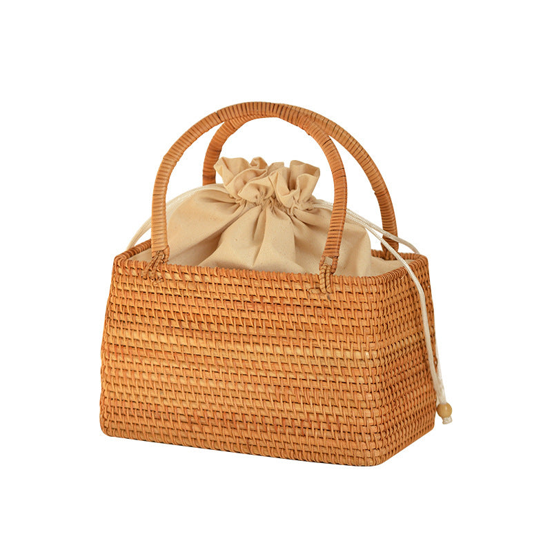Handwoven Picnic Basket with Rustic Farmhouse Style