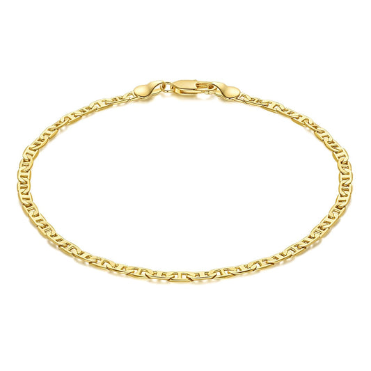 14K Gold Anklet Waterproof 3.4mm Mariner Chain
