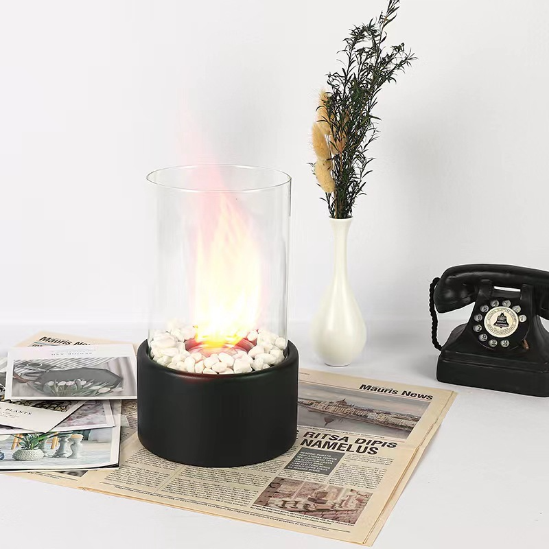 Glass Alcohol Fireplace Table Lamp