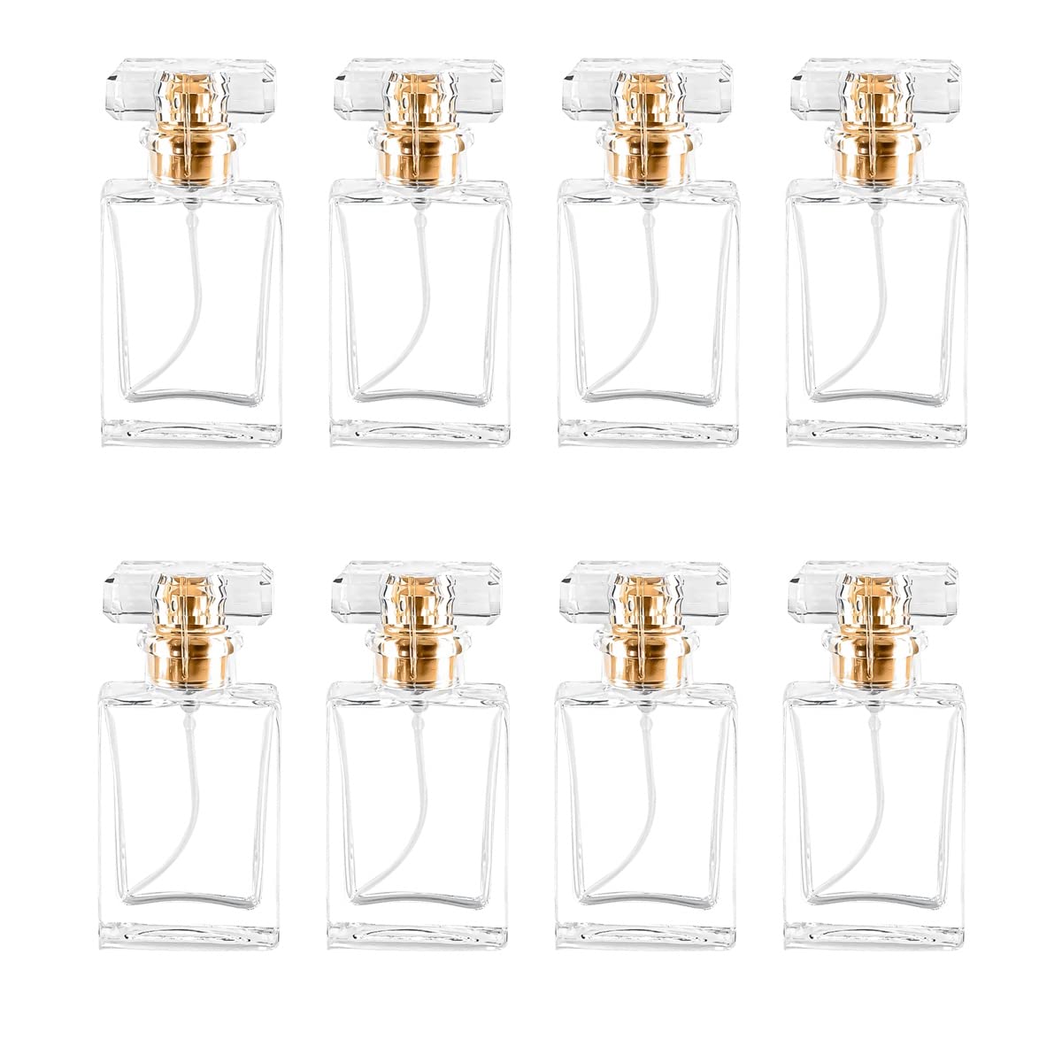 Glass Perfume Bottle Empty Refillable 8Pack - 50ml Square Clear