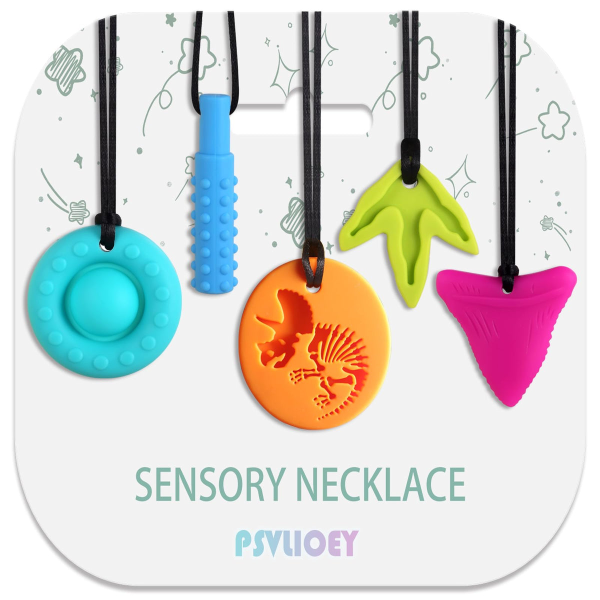 5PCS Sensory Toys Chewing Necklace
