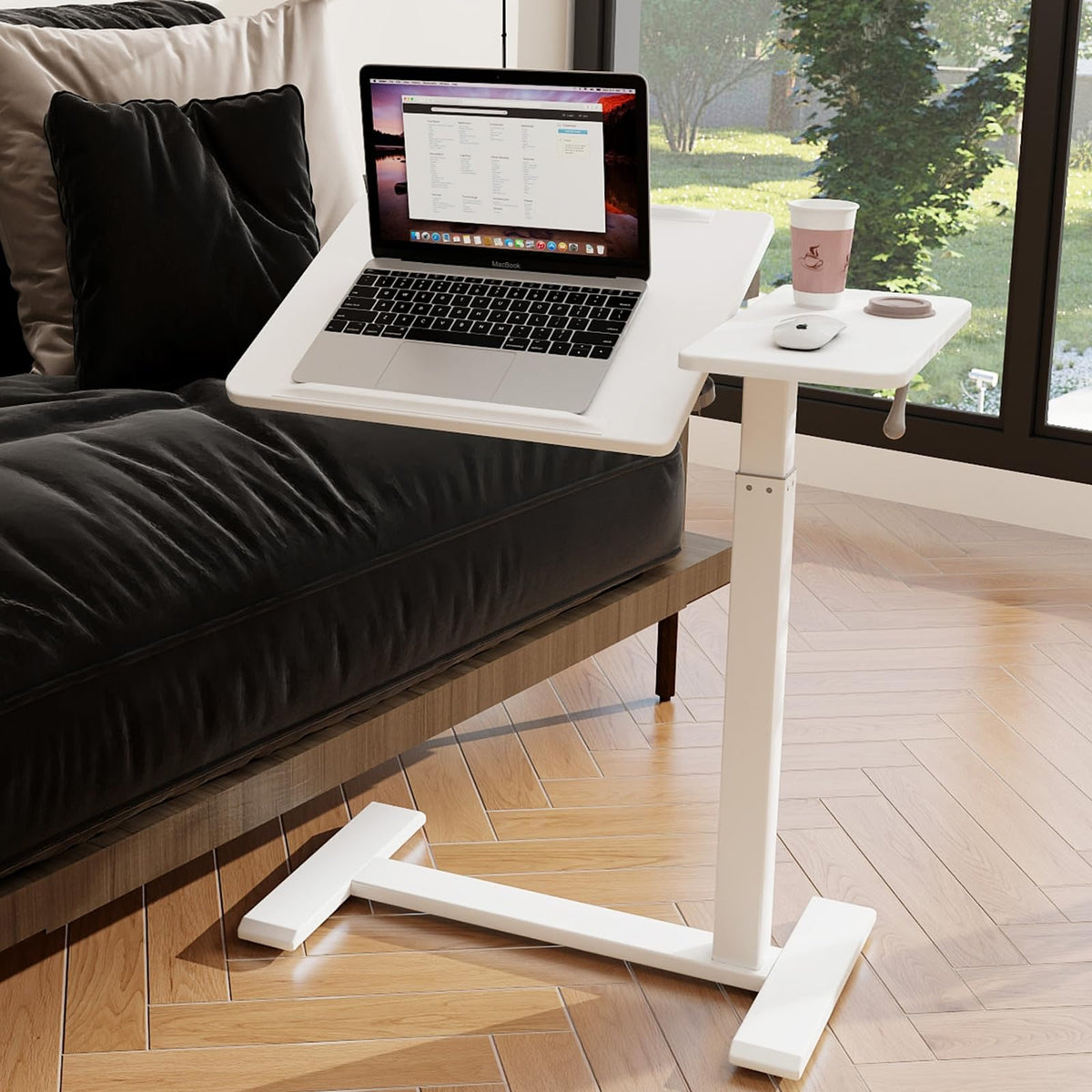 Adjustable Table w/ Wheels - Tilting Bedside Desk Height 27"-40"