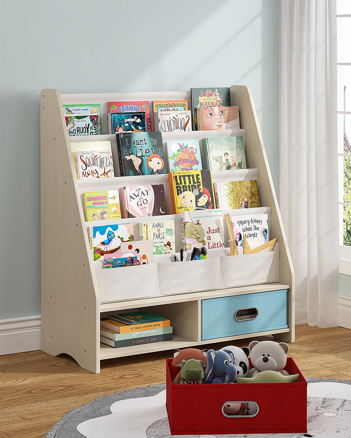 Easy Reach Children's Bookshelf with 2 Cube Bins