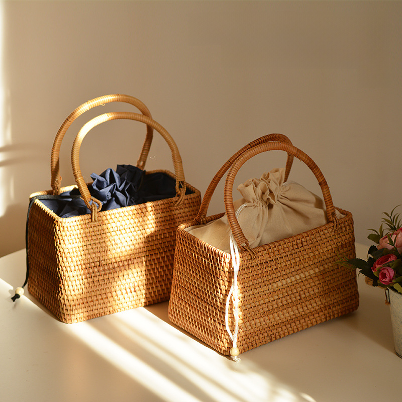 Handwoven Picnic Basket with Rustic Farmhouse Style