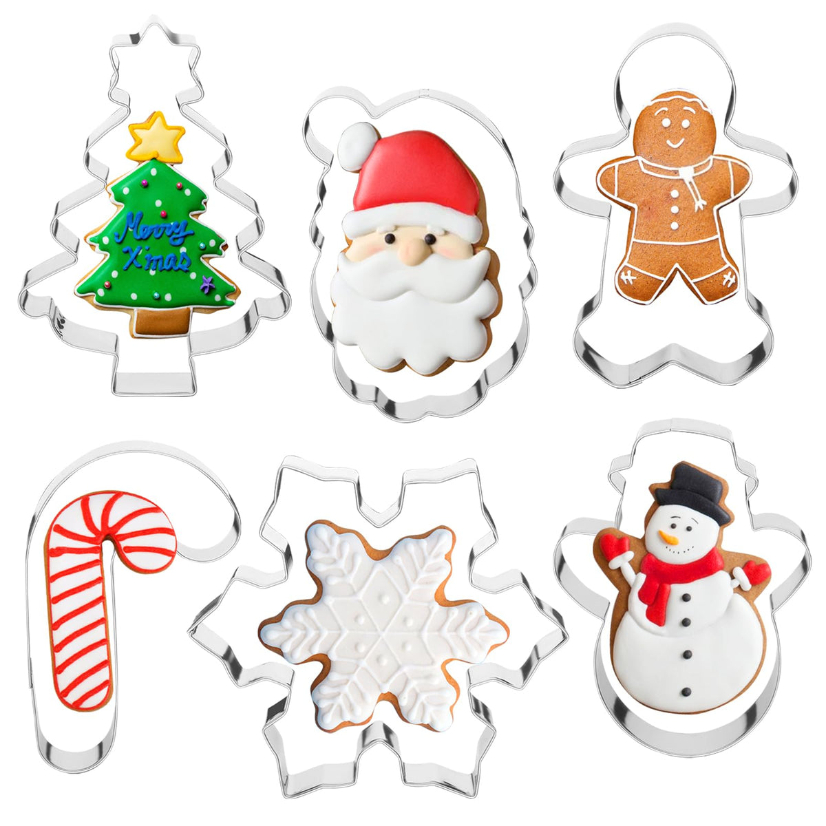 4" Large Christmas Cookie Cutters - 6 pcs