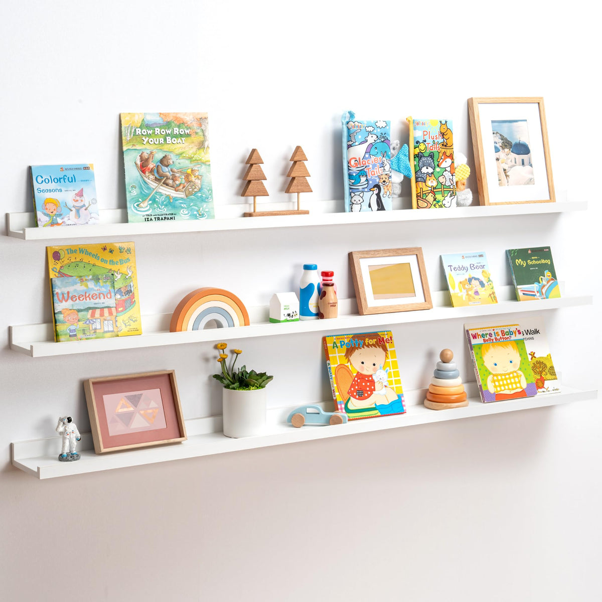 Set of 3 - White 56 Inch Long Floating Ledge Shelf