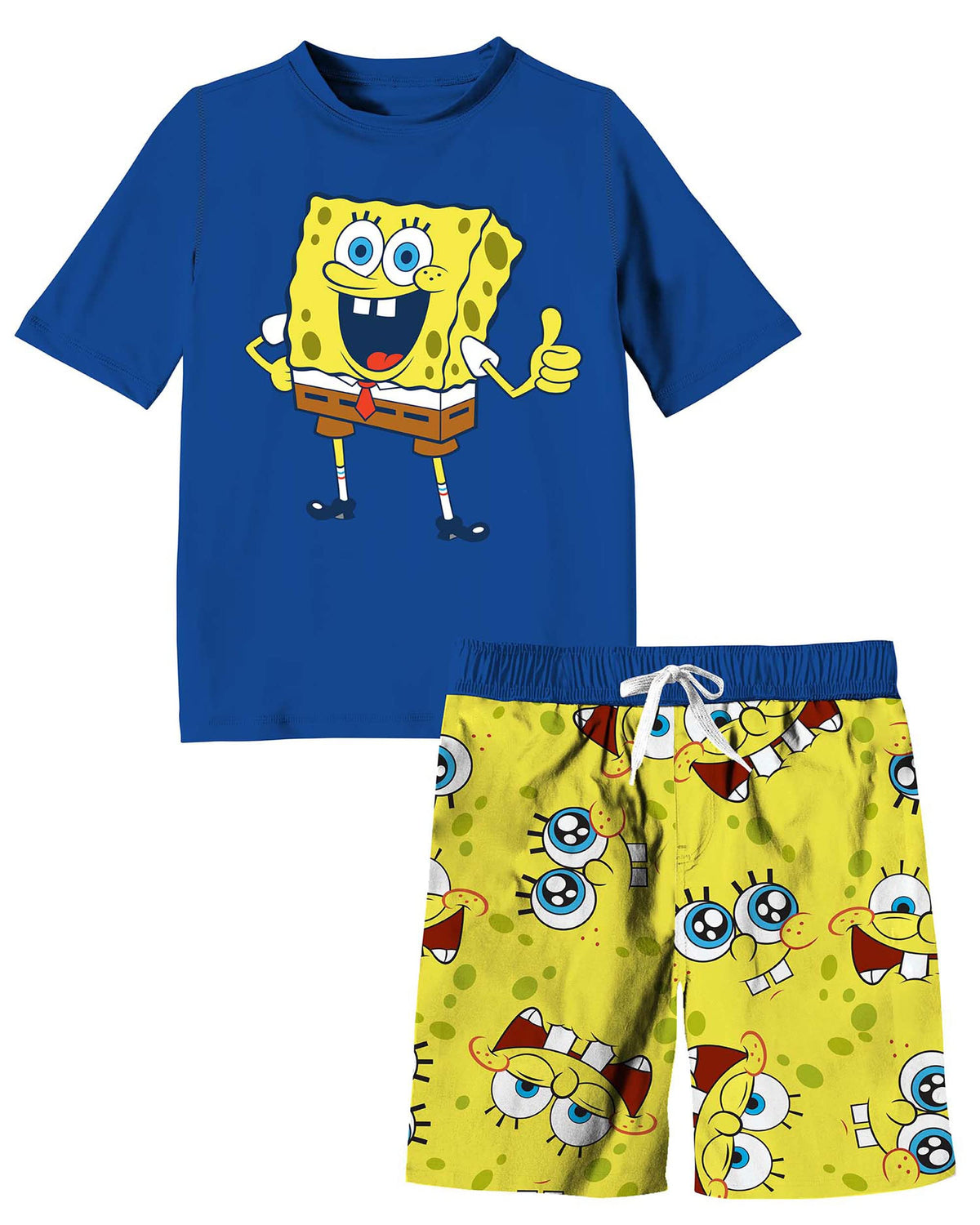 SpongeBob Big Boys 10/12 Swim Trunk & Rashguard