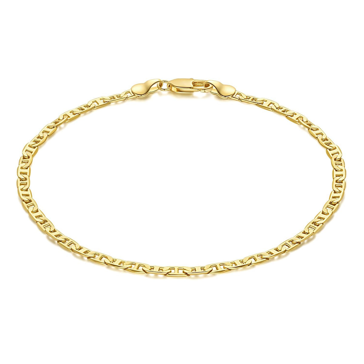 14K Gold Anklet Waterproof 3.4mm Mariner Chain